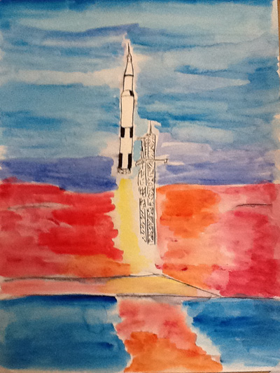 watercolor of Apollo XI